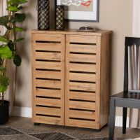 Baxton Studio SC863522-Wotan Oak Adalwin Modern and Contemporary Oak Brown Finished Wood 2-Door Shoe Storage Cabinets